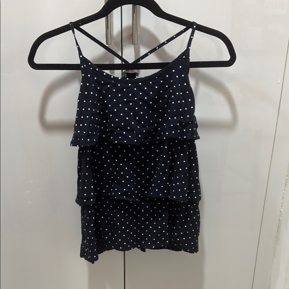 Blue Ruffled Tiered Camisole Blouse